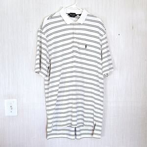 SALE Polo Golf Ralph Lauren Striped Polo Shirt - White Blue Stripe - size XL